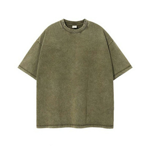 Nouveau T-shirt décontracté pour homme en polyester/coton, coupe classique, délavé à l'acide, confortable, léger, respirant et écologique - Product Image 1