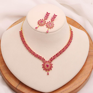Conjunto de Joyería con Colgante de Rubí, Chapado en Oro de 22K, Latón, Minimalista, Elegante, Collar, Regalo para Mujer, Precio de Fábrica - Product Image 2
