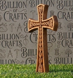 Croix en bois artisanale, fabrication directe d'usine Billion Crafts, décoration religieuse chrétienne, modèle BOC-CRS-001, motif floral traditionnel - Product Image 5