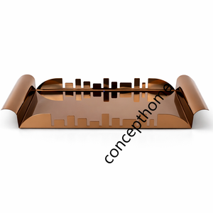 Plateau décoratif en métal de forme carrée pour servir des repas ou décorer la maison, plateau de centre de table pour les fêtes de Noël ou les cadeaux - Product Image 3