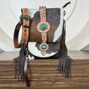 ชุดคอมโบกระเป๋าถือหนังวัวแท้พร้อมสายคล้องมือสำหรับผู้หญิงโลโก้ตามสั่งใหม่ - Product Image 4