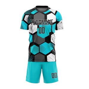 Uniforme de Fútbol Personalizado para Equipo, Transpirable, 100% Poliéster, Camiseta y Pantalones Cortos de Fútbol, Impresión por Transferencia de Calor para Partidos de Liga y Deportes - Product Image 1
