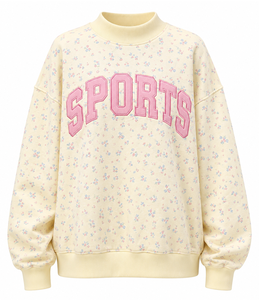 Sudadera informal holgada con cuello simulado y logotipo personalizado para mujer, de forro polar, gris oscuro con estampado de guinga - Product Image 6
