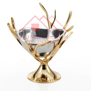 Bol à fleurs sur piédestal en aluminium nickelé pour centre de table de mariage Bol à fruits le plus vendu pour la décoration intérieure/Dernier design brut - Product Image 5