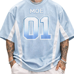 Custom Gradient Mesh Tee American Football Jersey Oversized Mesh <b>Hip</b> Hop Streetwear Men Y2K Sports Shirt Custom Team Uniform ODM - Product Image 3