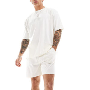 Men Plus Size Vintage Effect T-shirts Men's Casual Outfit <b>Sets</b> 360G Mens Cotton Polyester <b>Spray</b>-dyed Tshirt and Shorts - Product Image 5
