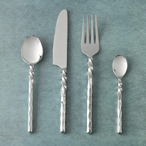 Ensemble de couverts en acier inoxydable, couverts forgés à la main, ensemble de couverts modernes à manche torsadé, ustensiles de table pour les fêtes - Product Image 1