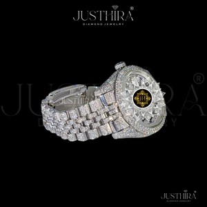 Reloj de Cuarzo con Diamantes Moissanite VVS de Alta Demanda y Durabilidad para Hombre, Resistente al Agua, de Acero Inoxidable, Casual, Disponible para la Venta - Product Image 4