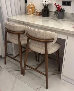 Taburete de Bar Moderno de Madera de Teca con Diseño de Mediados de Siglo, Duradero y Estable para Bar en Casa y Muebles de Isla de Cocina - Product Image 4
