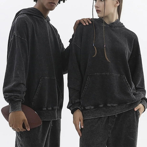 Sweat à capuche d'hiver pour homme, coupe classique, délavé à l'acide, effet vieilli, avec double fermeture éclair et impression numérique - Product Image 2