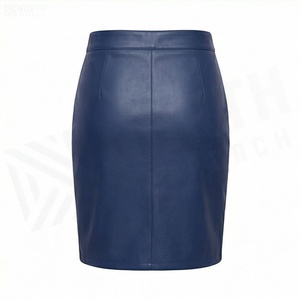 Jupe crayon mini en similicuir taille haute pour femme avec fente, couleur unie, style club sexy, toutes saisons - Product Image 2