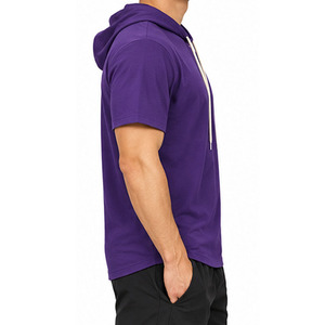High Quality Winter Embroidered Short Sleeve Hoodie OEM ODM Custom Cotton Hooded Sweatshirt <b>Men</b> Women Bulk Wholesale Factory - Product Image 3