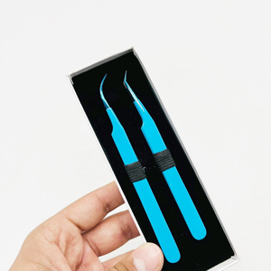 Ensemble de pinces à épiler professionnelles de qualité supérieure, personnalisées, en acier inoxydable, avec poignée confortable et pointe lisse, pour extensions de cils, longueur 12 mm - Product Image 4
