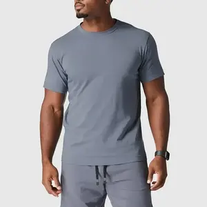 T-shirts à manches courtes pour hommes, couleur unie, logo personnalisé, respirants, 100% coton, pour adultes - Product Image 1