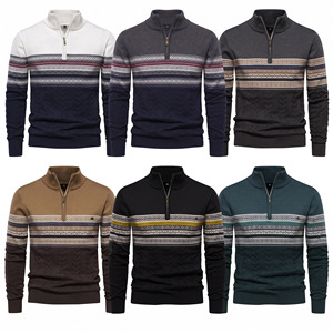 Pull tricoté à demi-zip pour homme, idéal pour l'hiver décontracté – Vêtement masculin à manches longues - Product Image 6