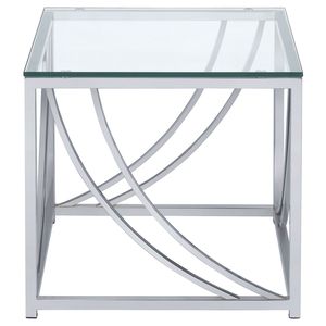Tavolino da Salotto Brianne con Piano in Vetro Quadrato Cromato - Product Image 3