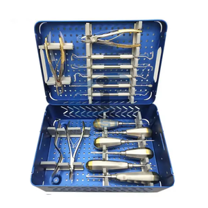 Kit de Instrumentos Quirúrgicos Dentales Manuales de Acero Inoxidable con Empuñadura Moleteada Plateada, Clase I, Certificado CE - Product Image 1