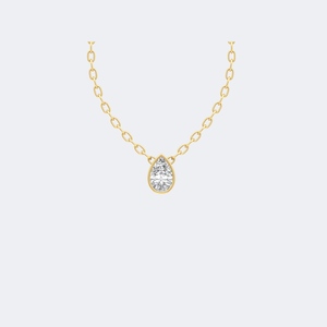 Collier solitaire en diamant de laboratoire taille poire serti clos, 0,50 carat total, style vintage, plaqué or 9 carats, certifié - Product Image 4