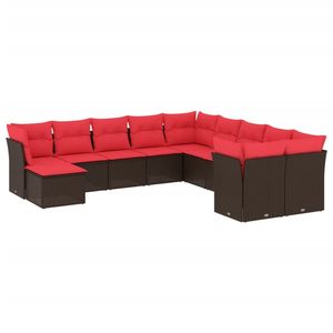 Juego de sofás de patio de ratán sintético marrón de 11 piezas con cojines, elegante colección de muebles para exteriores - Product Image 2