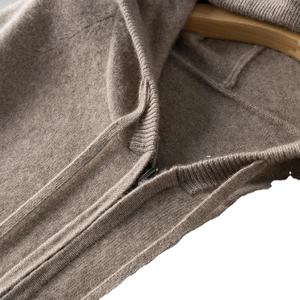 <b>Men's</b> 100% Merino Wool Knitted Cardigan Coat <b>Sweater</b> Winter Top Zipper Hood with Digital Printed Cotton Material Solid Pattern - Product Image 4