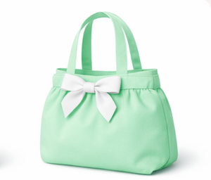 Bolsa de Lona Mini Verde Menta con Logotipo Personalizado, Bolsa de Almacenamiento con Asa de Lazo Blanco para Compras de Bebé, Tamaño Mediano, Uso Diario - Product Image 3