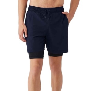 Shorts de bain décontractés pour hommes bleu marine à séchage rapide avec poches et cordon de serrage à la taille, vente en gros, forte demande - Product Image 1