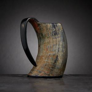 Mug à bière réutilisable en corne naturelle de luxe, écologique - Tasse à boire de style campagnard avec capacité personnalisée - Product Image 3