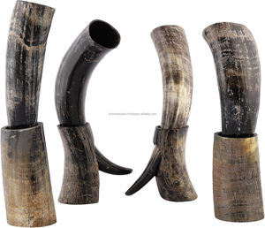 Corne à boire Viking naturelle polie Meilleur prix Artisanat de style animal 15-18 oz avec support Corne véritable Éclat naturel - Product Image 3