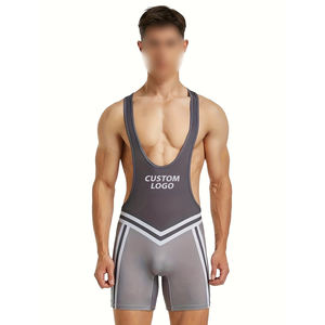 Traje de Lucha Libre Transpirable de Secado Rápido, Ajuste Elástico, Ropa Deportiva para Gimnasio, Ropa de Artes Marciales de Spandex y Poliéster Estampado con Cuello Redondo - Product Image 1