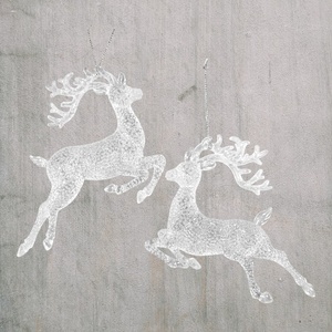 Vente en gros de décorations de Noël et du Nouvel An, claires avec des paillettes transparentes, renne en acrylique 3D, cheval, paon, couronne, ornement - Product Image 1