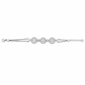 Bracelet chaîne en argent sterling 925 avec diamants pour femme, design géométrique circulaire poli, idéal pour les fêtes, mariages, cadeau, bijoux - Product Image 5
