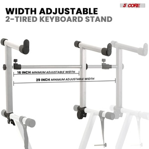 Heavy Duty Metal 2-Tier Double X Foldable Keyboard <b>Stand</b> Adjustable 5-Core DJ <b>Controller</b> <b>Stand</b> - Product Image 3