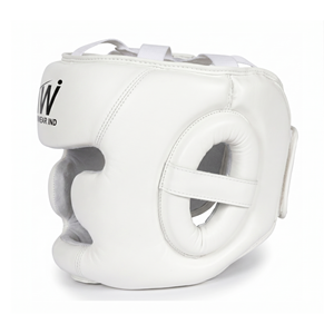ASKAR WEAR IND <b>Boxing</b> <b>Headgear</b> PU Leather White Protective Training Gear - Product Image 2