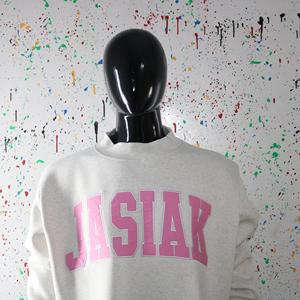 Sudadera JASIAK ASH GREY con cuello alto, 100% algodón, con apliques bordados en rosa, cuello ancho, URBAN PRODUCTIONS - Product Image 5