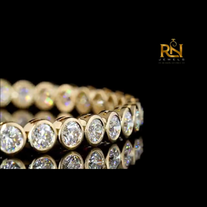 Round Brilliant Cut Bezel Set Lab Grown Diamond Tennis Bracelet Modern Eternity Link Bracelet 9K 14K 18K <b>Solid</b> <b>Gold</b> Fine Jewelry - Product Image 5