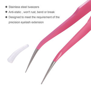 Pinzas para Cejas con Punta Curva, Profesionales, de Acero Inoxidable, para Aislamiento de Pestañas, Herramienta de Maquillaje de Precisión, Duraderas, 10 mm de Longitud, Harrat - Product Image 5