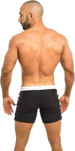 กางเกงว่ายน้ำชายคุณภาพสูงสั่งทำพิเศษ กันน้ำ ป้องกันรังสียูวี สไตล์ลำลองสำหรับชายหาด แบบเรียบ ปักลาย มีเชือกผูก - Product Image 4