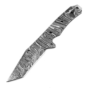 Couteau de cuisine/camping/chasse en acier de Damas, lame droite à pointe clip, entièrement forgé à la main par un forgeron - Product Image 1
