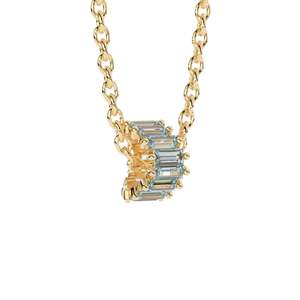 <b>Blue</b> Aquamarine 14k Baguette Tiara Gold <b>Bead</b> / Aquamarine European <b>Bead</b> / Aquamarine Rondelle <b>Bead</b> / Solid Gold Aquamarine - Product Image 5