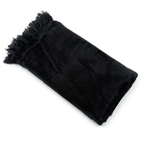 Manta Decorativa Negra Lisa Hecha a Mano de Algodón y Lino Suave con Borde de Flecos para Sala de Estar, Silla, Sofá, Cama, Cubrecama, Drapería Decorativa - Product Image 1