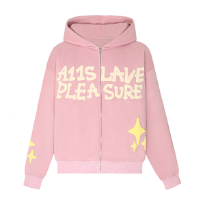Nuevas sudaderas con capucha extragrandes personalizadas de mezclilla gruesa con puntos, lisas, negras, con estampado 3D en relieve, unisex, para invierno, ODM, al por mayor - Product Image 2