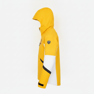เสื้อแจ็คเก็ตพัฟเฟอร์มีฮู้ดสีเหลืองสำหรับผู้ชาย สไตล์สปอร์ต กันน้ำ พิมพ์ลายบล็อกสี เสื้อคลุมกันหนาว - Product Image 2