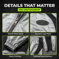 Conjunto de Chándal Personalizado de Marca Privada con Paneles en Contraste Plateados de Nailon para Hombre, Chaqueta y Pantalones Holgados, Fabricante OEM