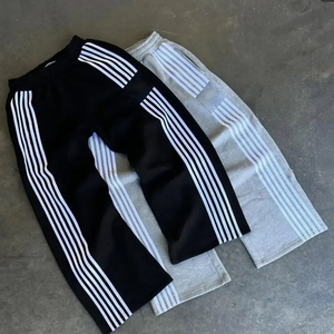 Hot Selling Unisex Cotton Flared Side <b>Strips</b> Pants Custom Print Logo Casual Hip-Hop Baggy Style Streetwear Fashion Sweatpants - Product Image 2