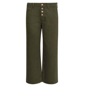 Pantalon en coton taille haute à jambes larges pour femmes grandes tailles, longueur cheville, couleur unie, style décontracté, coupe ample, pour l'automne - Product Image 4