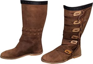 Bottes médiévales en cuir marron faites à la main, à lacets, style viking, pour reconstitution historique, Halloween, Pâques et Noël - Product Image 5