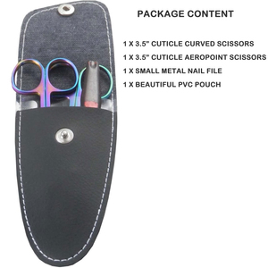 Kit professionnel de ciseaux à ongles courbes et à pointe flèche pour cuticules, ciseaux manucure arc-en-ciel avec lime métallique et accessoires - Product Image 6