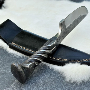 Handmade High Carbon Steel Viking Hunting Survival Knife Fine Leather Sheath DIY Hand Forged Handle Outdoor - Product Image 3
