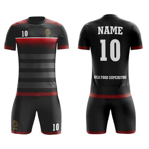 Ensemble de maillot de football respirant en polyester noir et vert pour hommes, maillot de football à manches courtes, short assorti, vêtements de sport, tenue d'équipe - Product Image 1