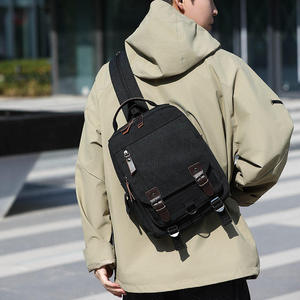Vintage Classic Geometric <b>Canvas</b> <b>Backpack</b> Unisex Softback Open Durable Eco Friendly Daily Use 56-77L Travel Sports Brown Handle - Product Image 2